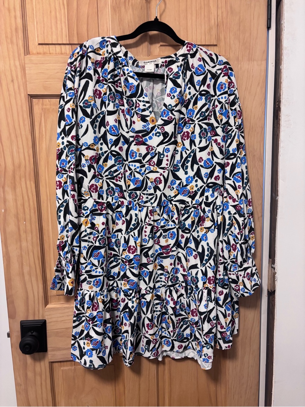 Glamorous White Floral Print Tiered Tunic Dress